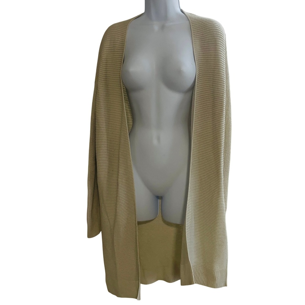 Gap Women Boho Shabby Merino Wool Ribbed Longline Cardigan S Snow Cap Cream Cozy